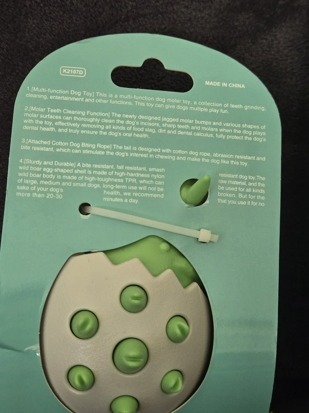 Green Wild Boar Egg & Blue Crocodile Dog Chew Molar Toy Duo